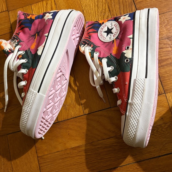 Converse Red and Pink Floral High-Tops - Picture 5 of 5